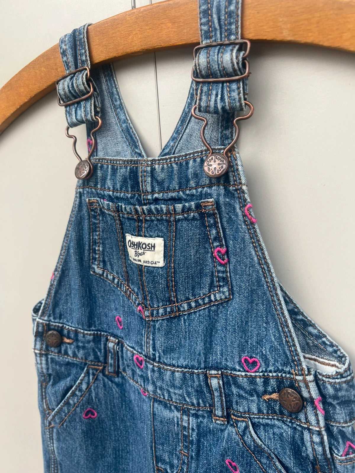 Oshkosh Heart Embroidered Dungarees 24M