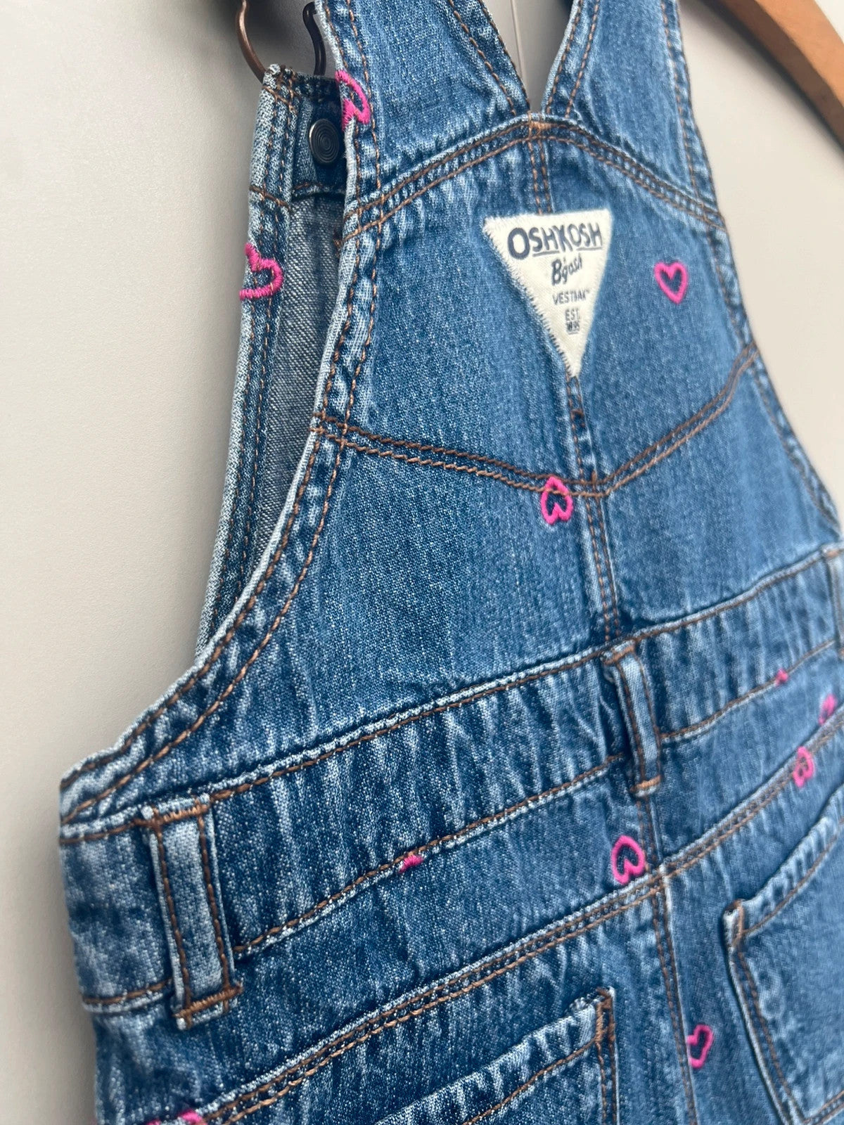 Oshkosh Heart Embroidered Dungarees 24M