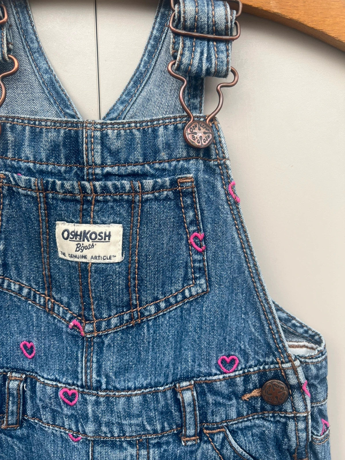 Oshkosh Heart Embroidered Dungarees 24M