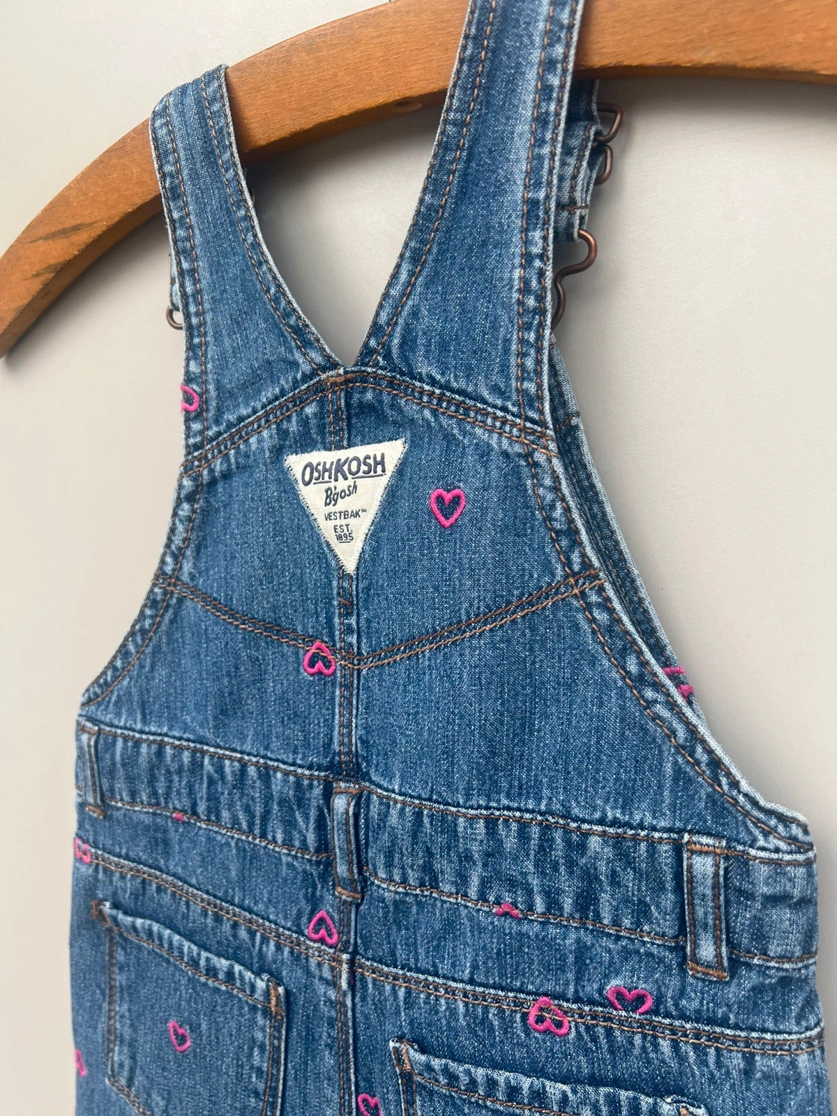 Oshkosh Heart Embroidered Dungarees 24M