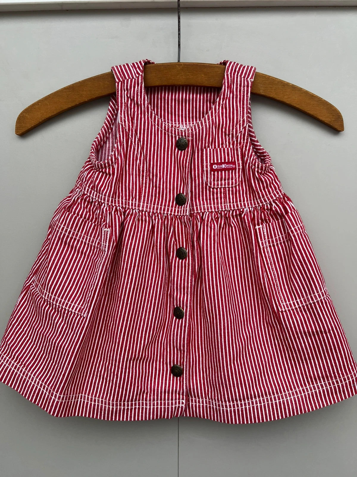 Oshkosh Red Hickory Stripe Vintage Dress 6M