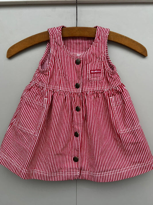 Oshkosh Red Hickory Stripe Vintage Dress 6M