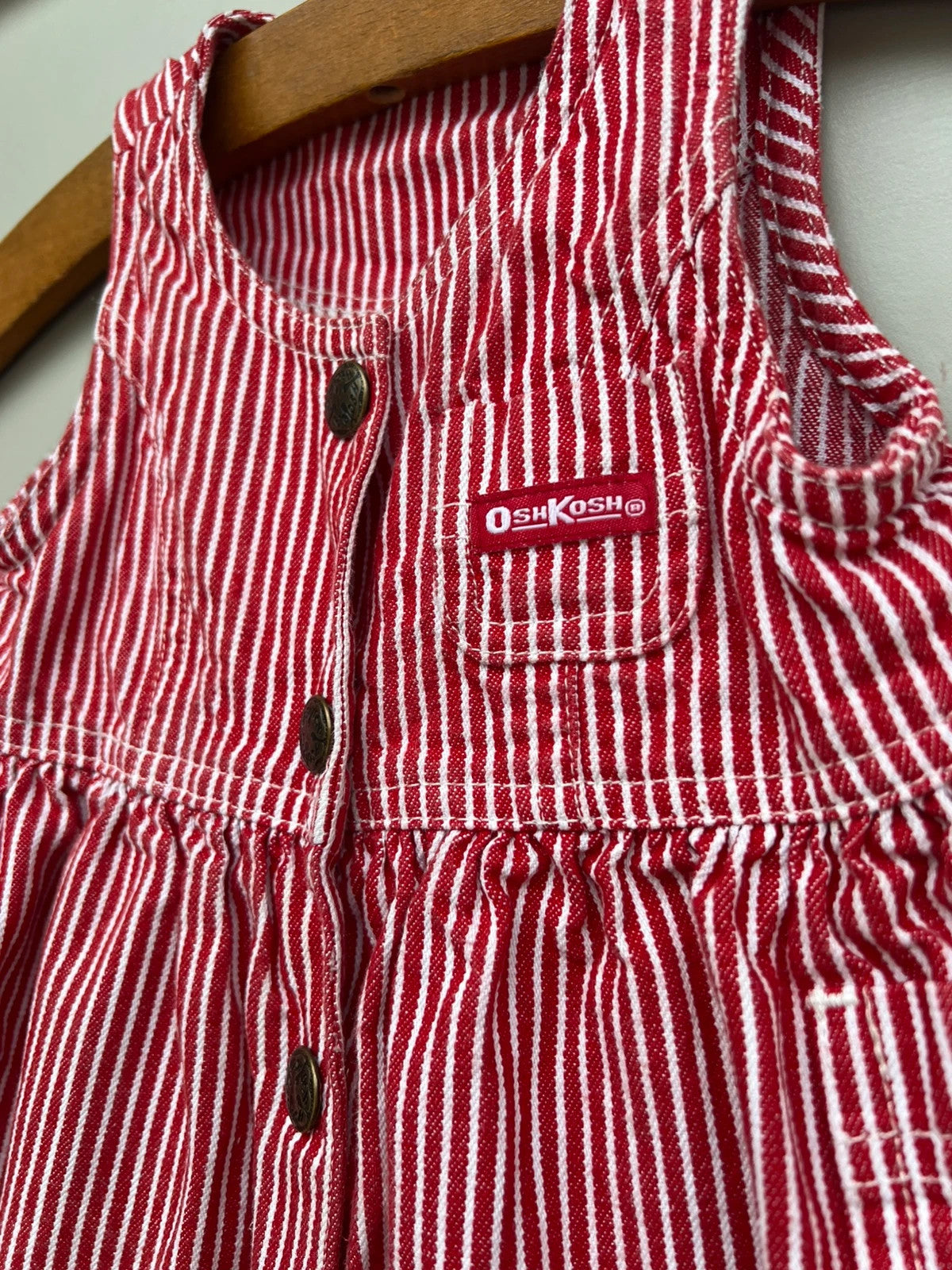 Oshkosh Red Hickory Stripe Vintage Dress 6M