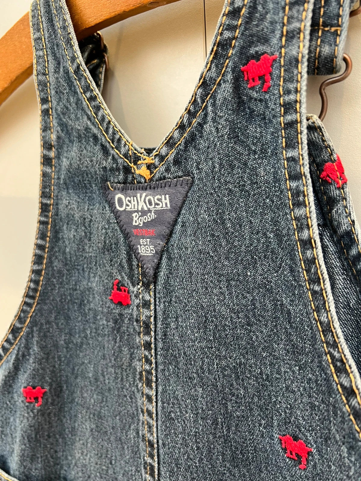 Oshkosh Train Embroidered Dungarees 18M