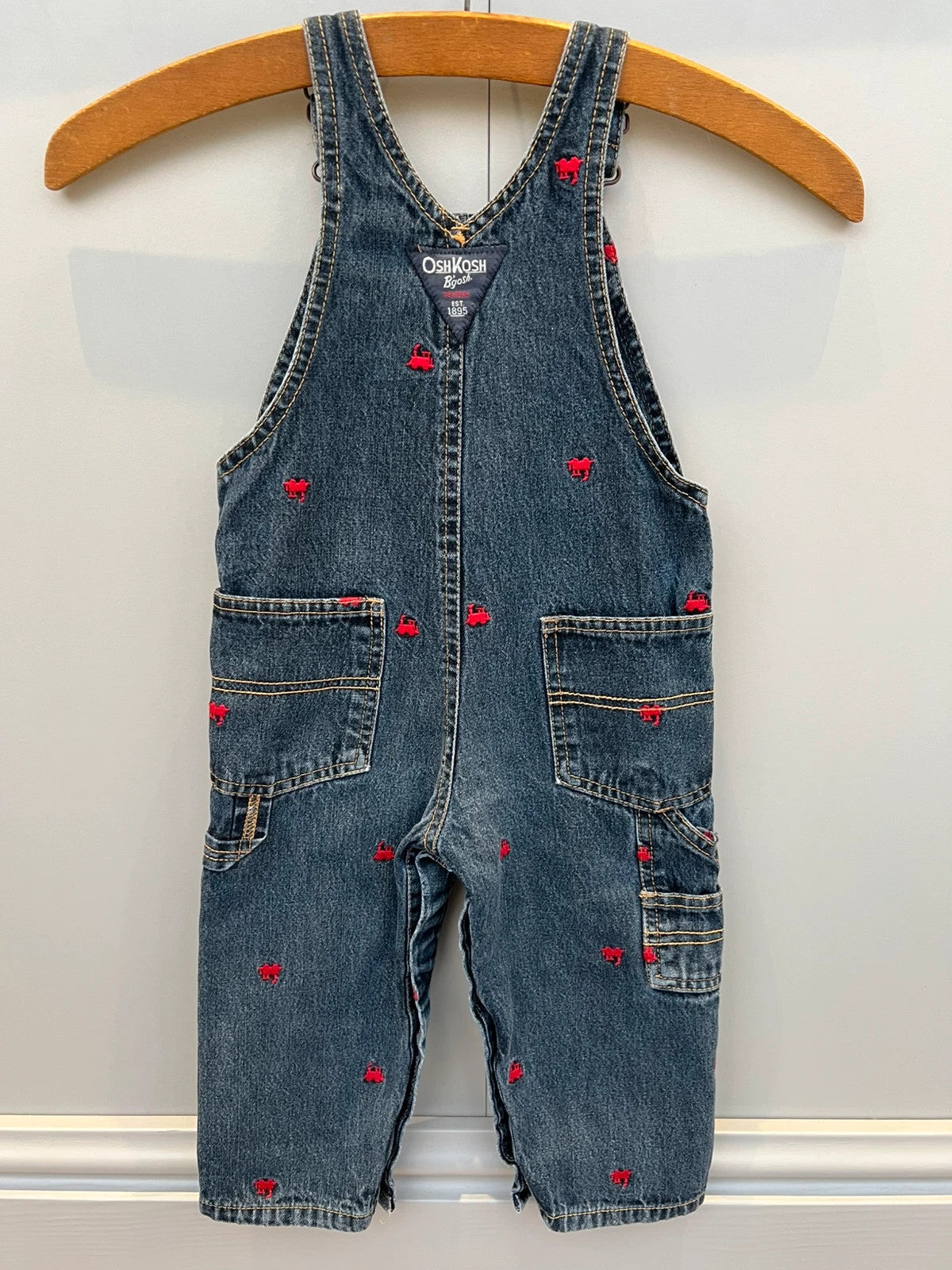 Oshkosh Train Embroidered Dungarees 18M