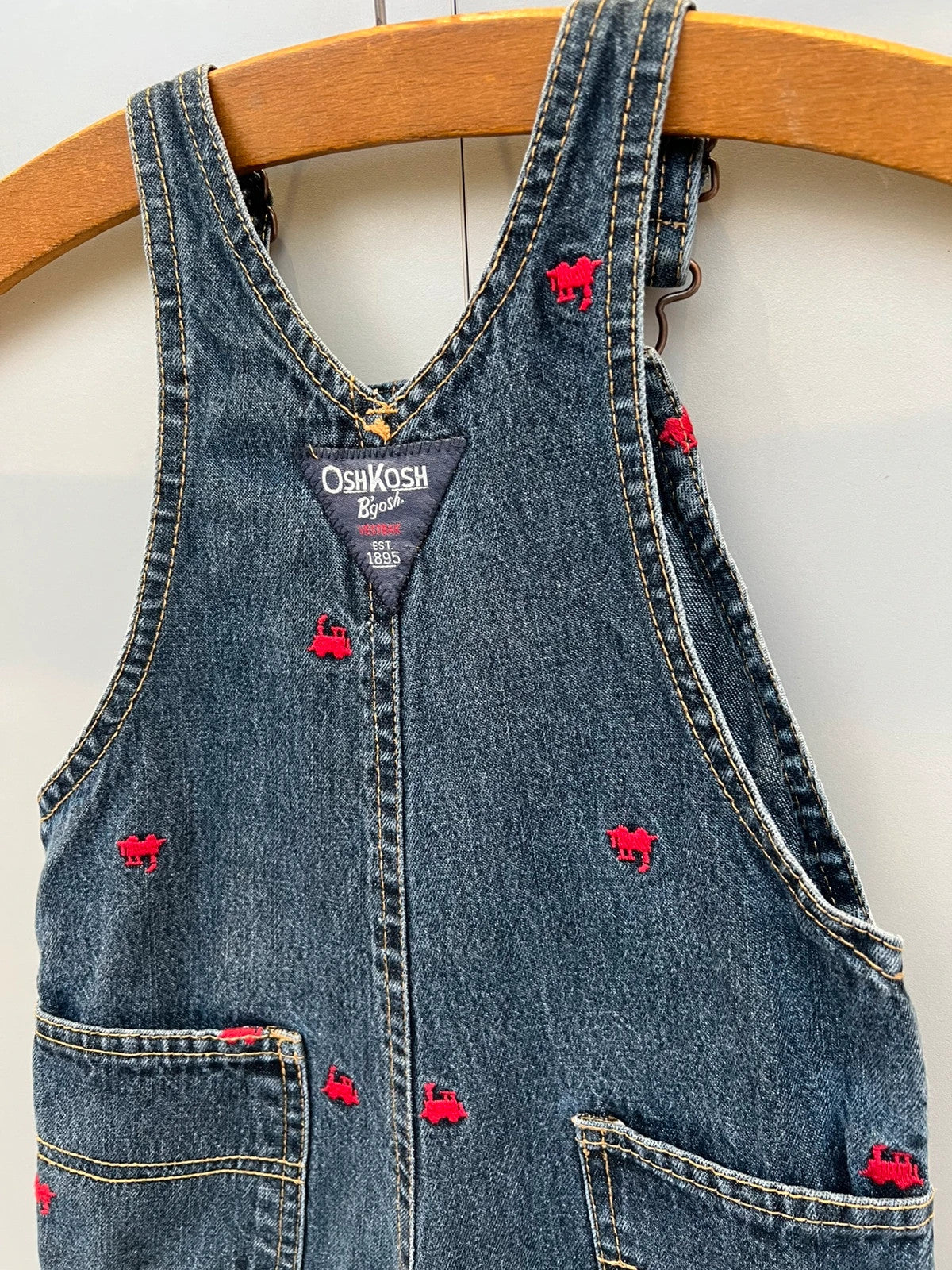 Oshkosh Train Embroidered Dungarees 18M