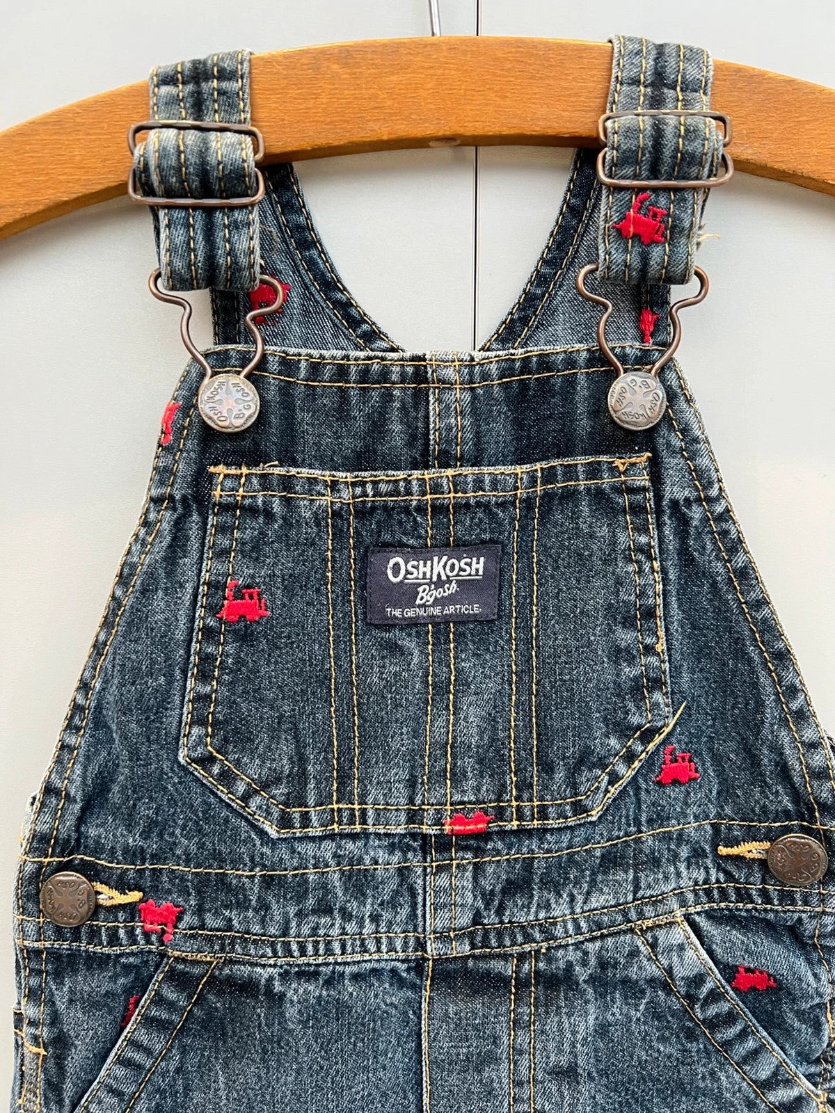 Oshkosh Train Embroidered Dungarees 18M