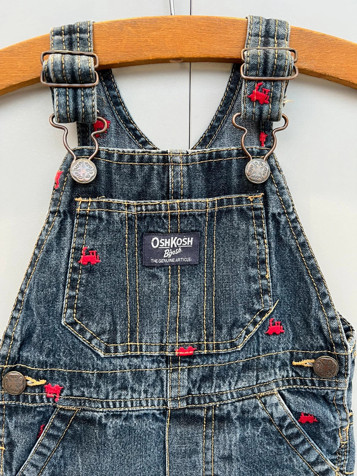 Oshkosh Train Embroidered Dungarees 18M