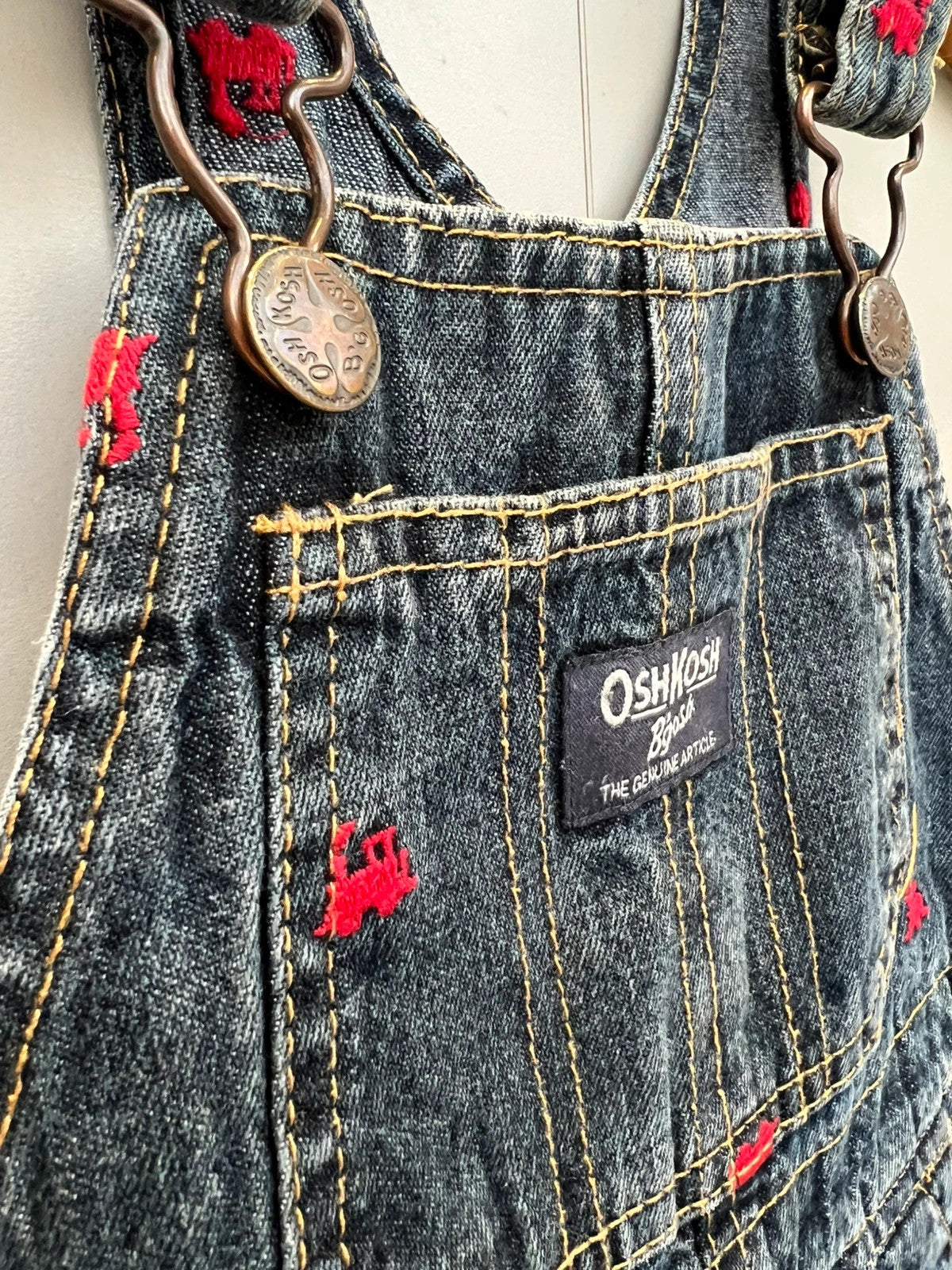 Oshkosh Train Embroidered Dungarees 18M