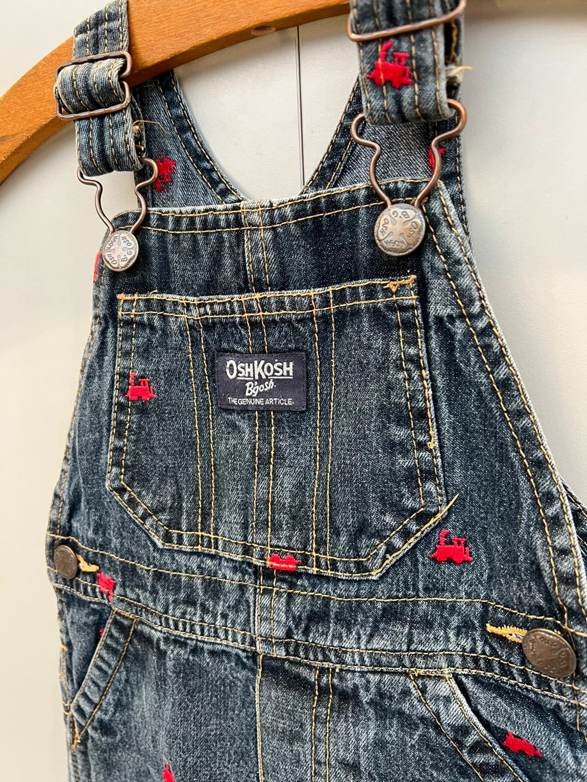 Oshkosh Train Embroidered Dungarees 18M