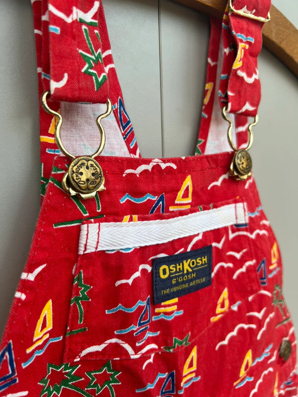 Oshkosh Vintage Funky Exotic Red Dungarees 4T