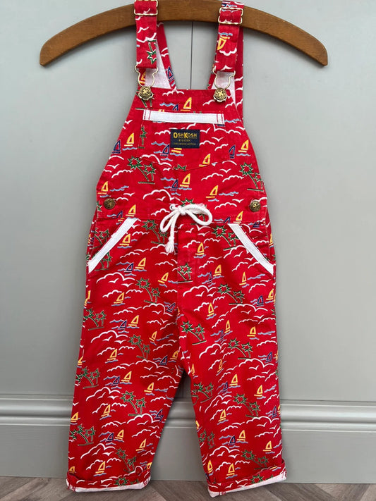 Oshkosh Vintage Funky Exotic Red Dungarees 4T