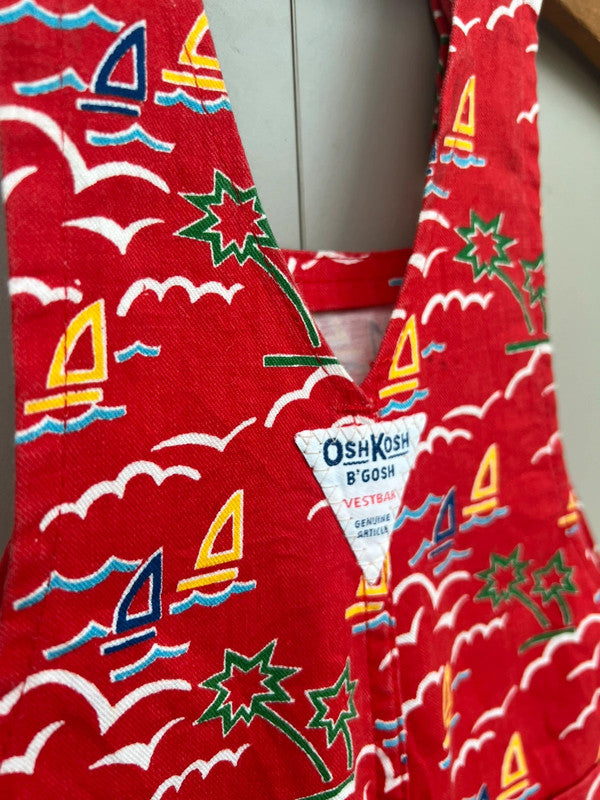Oshkosh Vintage Funky Exotic Red Dungarees 4T
