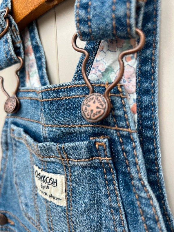 Oshkosh Floral Denim Turn Up Dungarees 6M