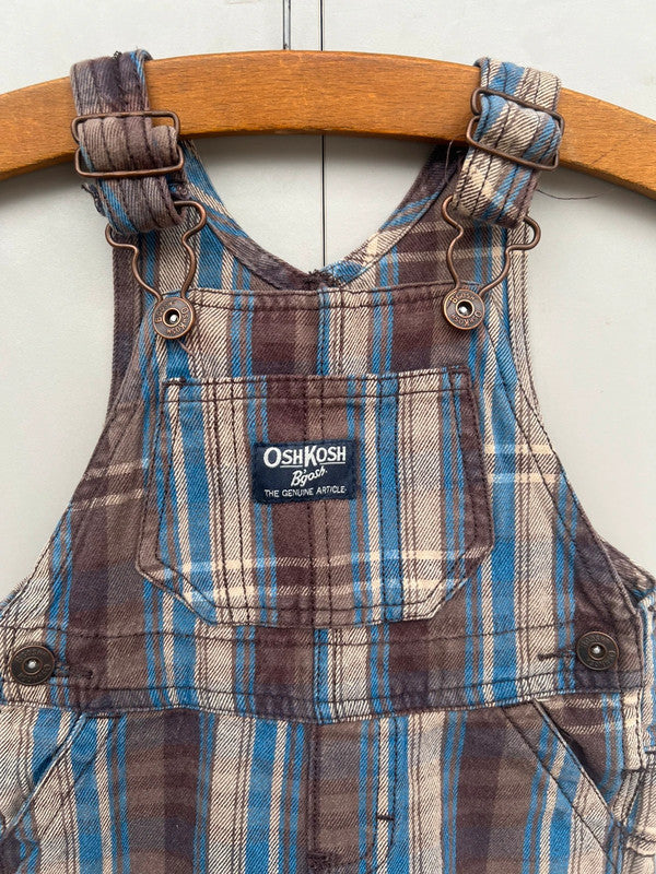 Oshkosh Brown Check Dungarees 9M