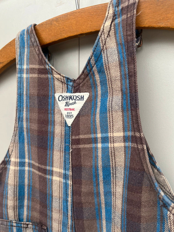 Oshkosh Brown Check Dungarees 9M