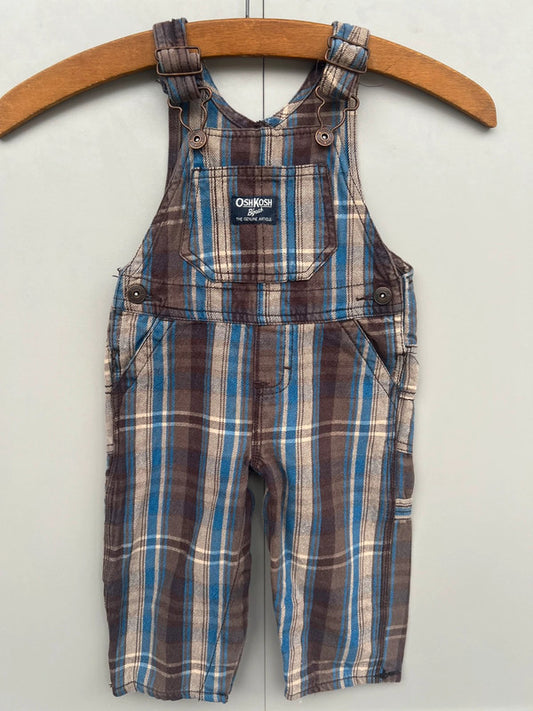 Oshkosh Brown Check Dungarees 9M