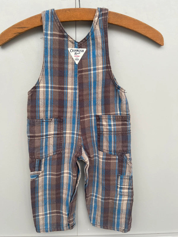 Oshkosh Brown Check Dungarees 9M