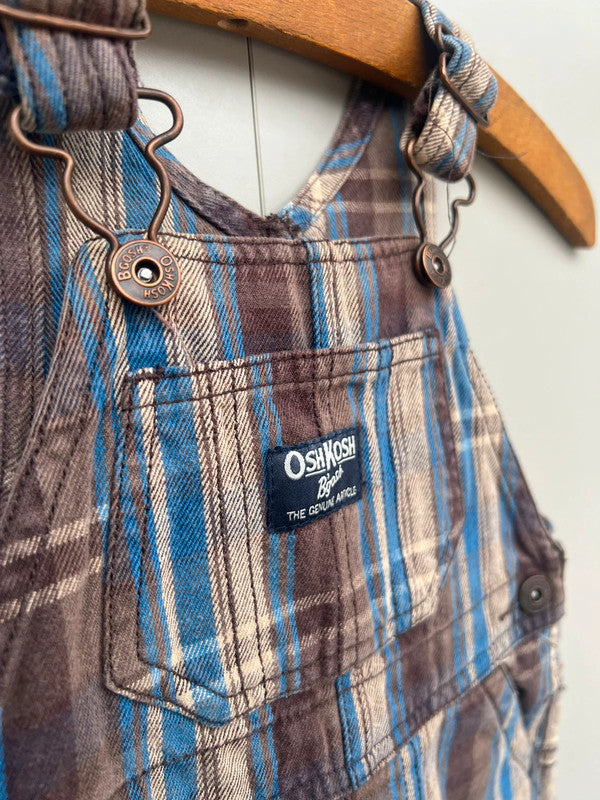 Oshkosh Brown Check Dungarees 9M