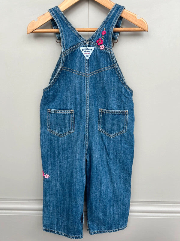 Oshkosh Vintage Denim Floral Dungarees 24M
