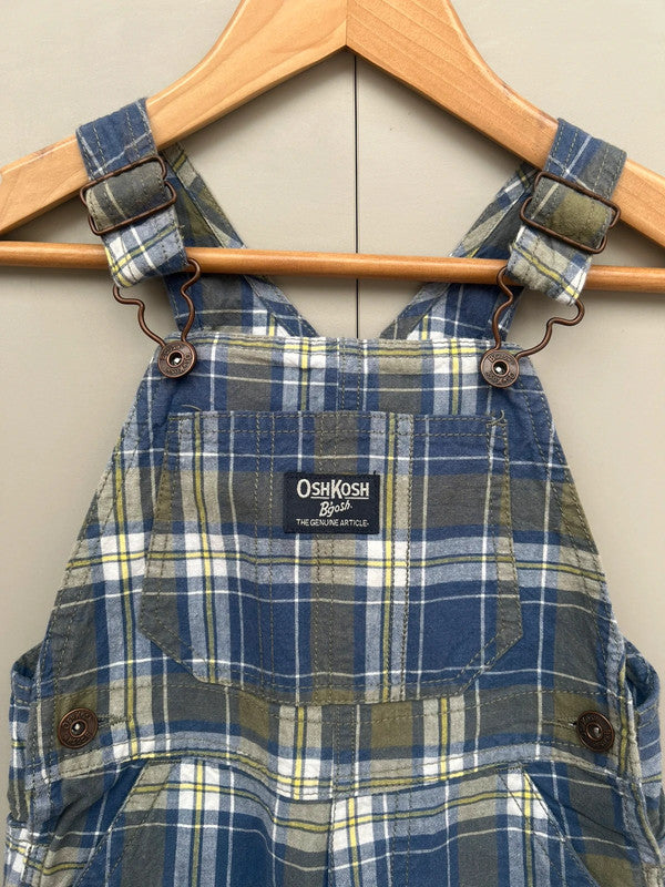 Oshkosh Olive Check Dungarees 24M