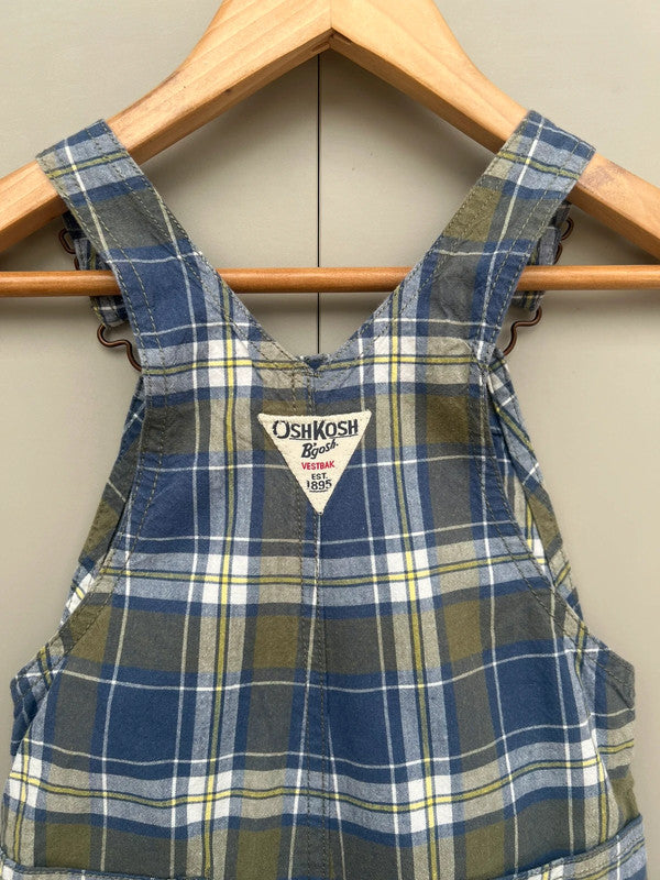 Oshkosh Olive Check Dungarees 24M