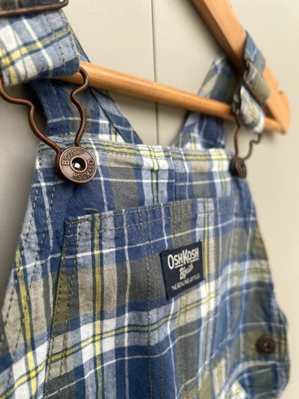 Oshkosh Olive Check Dungarees 24M