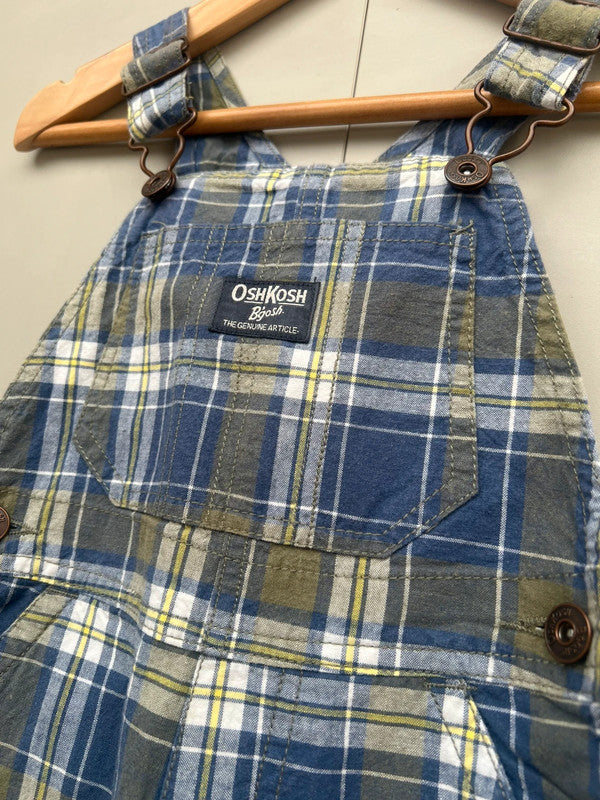 Oshkosh Olive Check Dungarees 24M