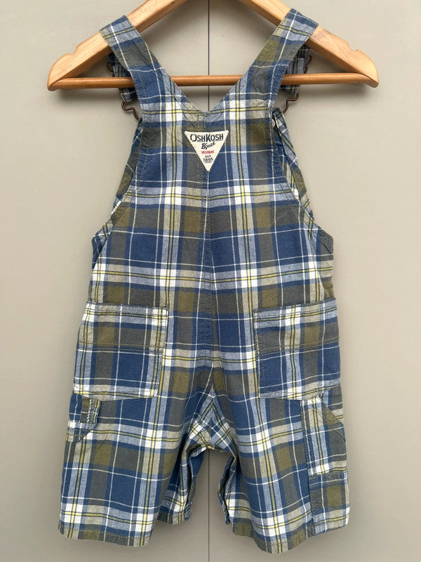 Oshkosh Olive Check Dungarees 24M