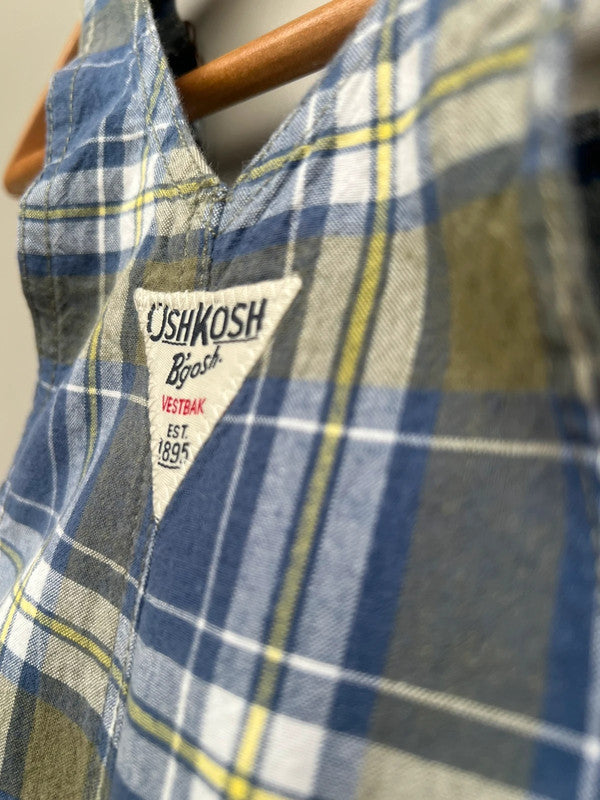 Oshkosh Olive Check Dungarees 24M