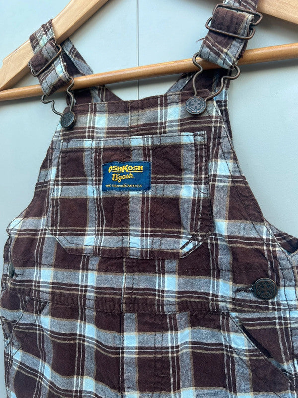 Oshkosh Brown Check Shortalls 12M