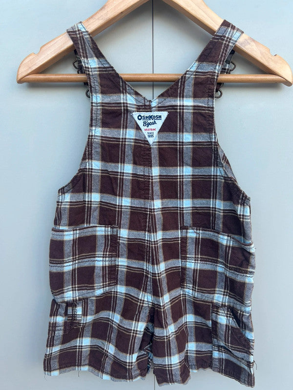 Oshkosh Brown Check Shortalls 12M