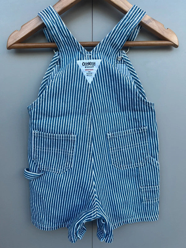 Oshkosh Vintage Hickory Shortall Dungarees 6/9M