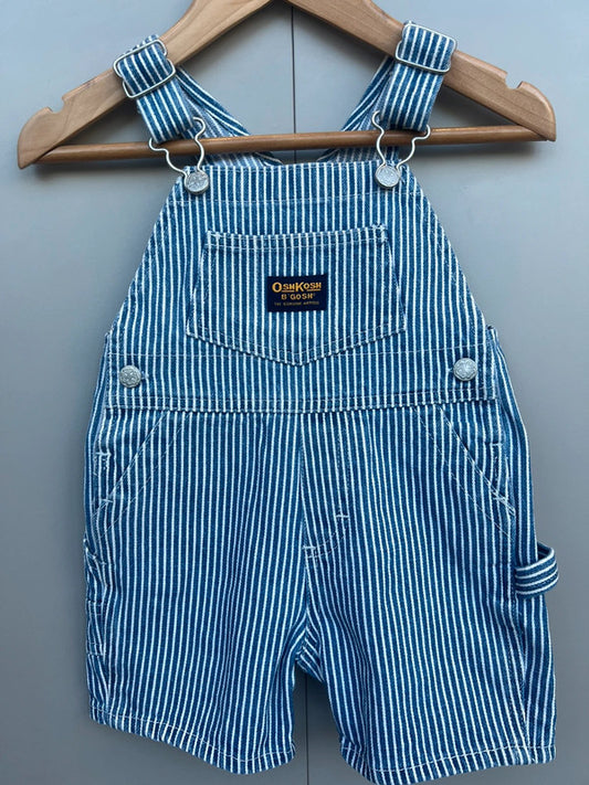 Oshkosh Vintage Hickory Shortall Dungarees 6/9M