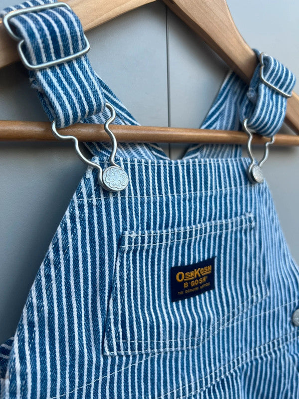 Oshkosh Vintage Hickory Shortall Dungarees 6/9M