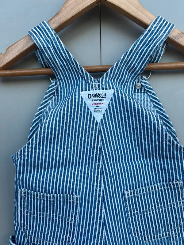 Oshkosh Vintage Hickory Shortall Dungarees 6/9M