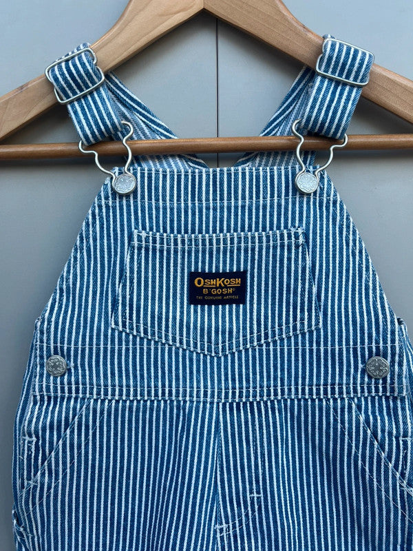 Oshkosh Vintage Hickory Shortall Dungarees 6/9M