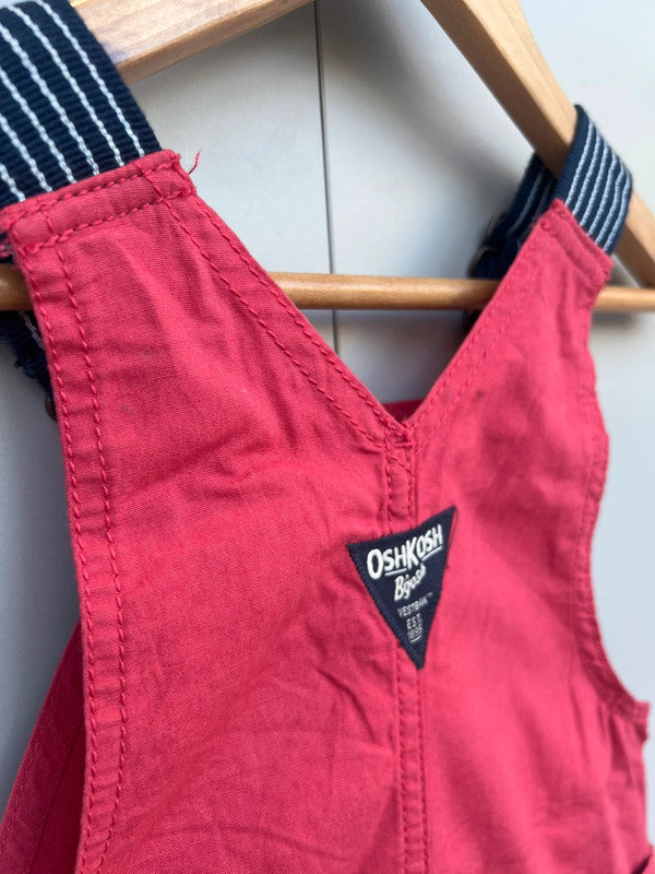 Oshkosh Red Shortall Dungarees 2T