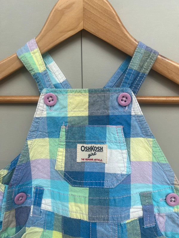 Oshkosh Check Shortall Dungarees 6M