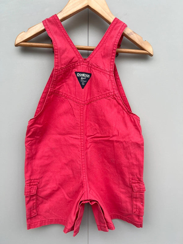 Oshkosh Red Cotton Shortall Dungarees 18/24M