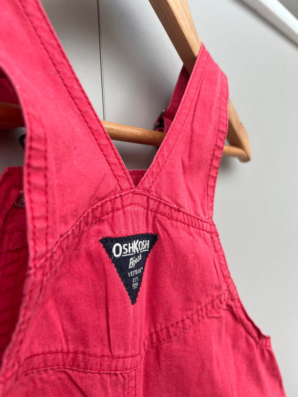 Oshkosh Red Cotton Shortall Dungarees 18/24M