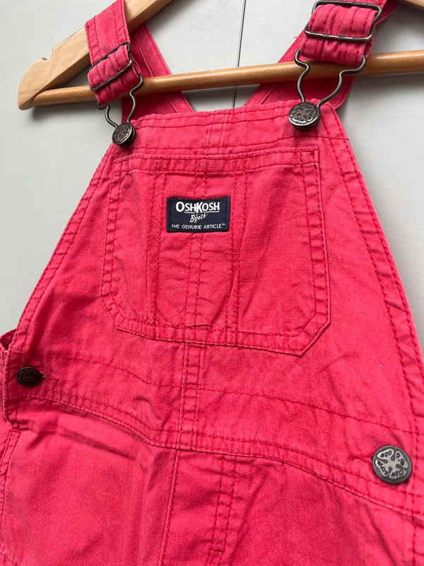 Oshkosh Red Cotton Shortall Dungarees 18/24M