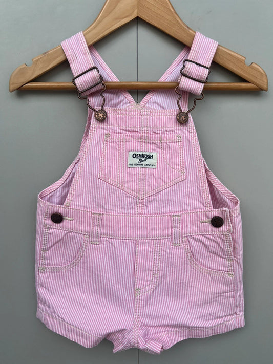 Oshkosh Pink Striped Shortall Dungarees 12M