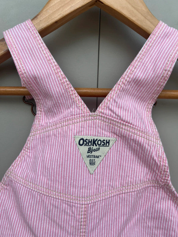 Oshkosh Pink Striped Shortall Dungarees 12M