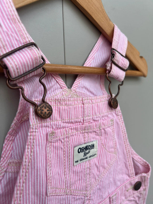 Oshkosh Pink Striped Shortall Dungarees 12M