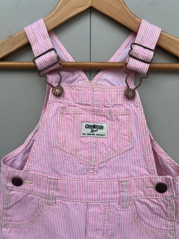 Oshkosh Pink Striped Shortall Dungarees 12M