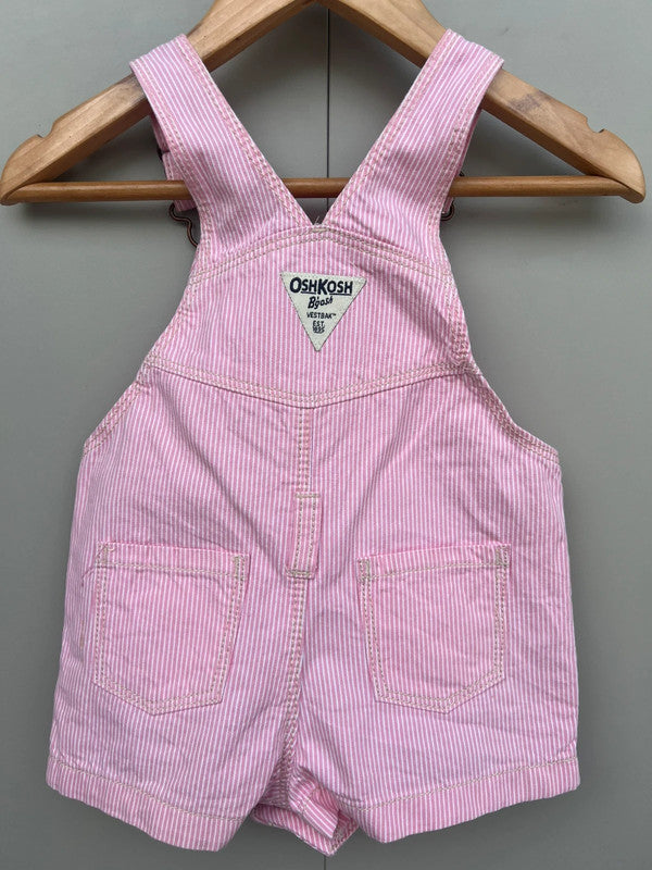 Oshkosh Pink Striped Shortall Dungarees 12M