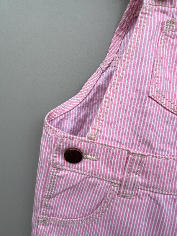 Oshkosh Pink Striped Shortall Dungarees 12M