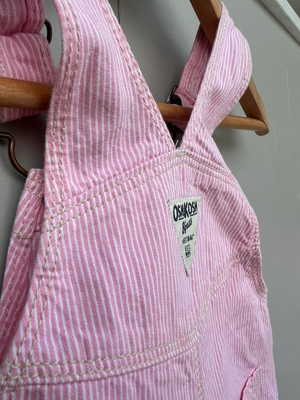 Oshkosh Pink Striped Shortall Dungarees 12M