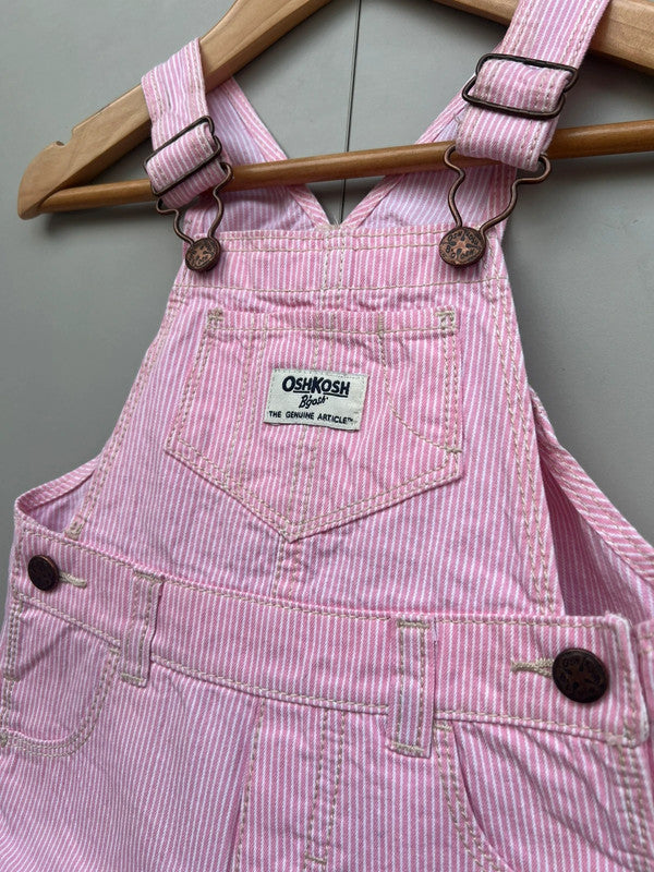 Oshkosh Pink Striped Shortall Dungarees 12M